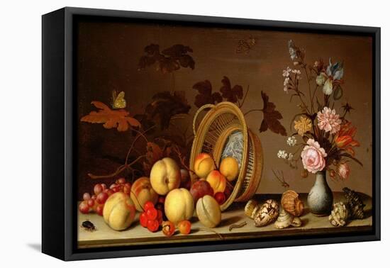 Apples, Cherries, Grapes, Plums and a Vase of Flowers-Ast-Framed Stretched Canvas