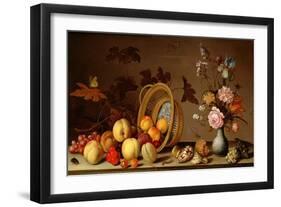 Apples, Cherries, Grapes, Plums and a Vase of Flowers-Ast-Framed Giclee Print