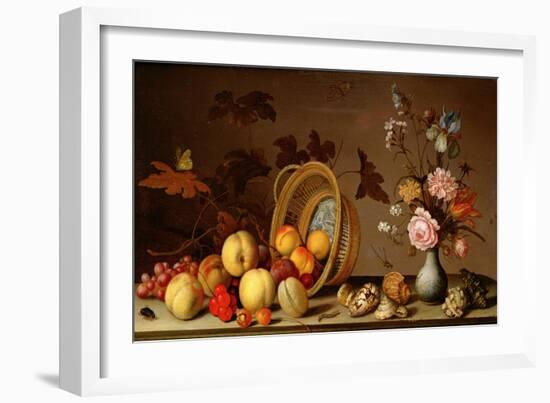 Apples, Cherries, Grapes, Plums and a Vase of Flowers-Ast-Framed Giclee Print