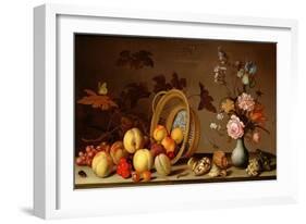 Apples, Cherries, Grapes, Plums and a Vase of Flowers-Ast-Framed Giclee Print