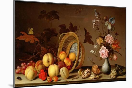 Apples, Cherries, Grapes, Plums and a Vase of Flowers-Ast-Mounted Giclee Print