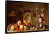 Apples, Cherries, Grapes, Plums and a Vase of Flowers-Ast-Framed Stretched Canvas