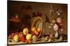 Apples, Cherries, Grapes, Plums and a Vase of Flowers-Ast-Stretched Canvas