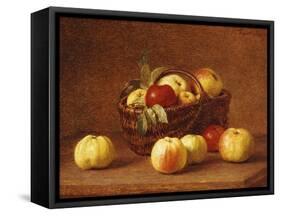 Apples in a Basket on a Table-Henri Fantin-Latour-Framed Stretched Canvas