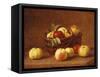 Apples in a Basket on a Table-Henri Fantin-Latour-Framed Stretched Canvas