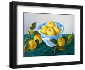 Apples in a Blue Bowl, 2014-Cristiana Angelini-Framed Giclee Print