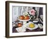 Apples in a White Fruitbowl and a Pink Rose in a Vase-George Leslie Hunter-Framed Giclee Print
