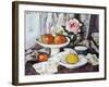 Apples in a White Fruitbowl and a Pink Rose in a Vase-George Leslie Hunter-Framed Giclee Print