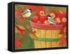 Apples in Basket with Chickadees-William Vanderdasson-Framed Stretched Canvas