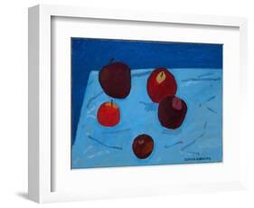Apples on Blue Paper Bag-Sophie Harding-Framed Giclee Print