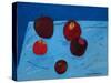 Apples on Blue Paper Bag-Sophie Harding-Stretched Canvas