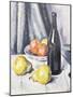 Apples, Pears and a Black Bottle on a Draped Table, C.1928-Samuel John Peploe-Mounted Giclee Print