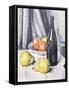 Apples, Pears and a Black Bottle on a Draped Table, C.1928-Samuel John Peploe-Framed Stretched Canvas