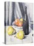 Apples, Pears and a Black Bottle on a Draped Table, C.1928-Samuel John Peploe-Stretched Canvas