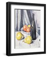 Apples, Pears and a Black Bottle on a Draped Table-Samuel John Peploe-Framed Premium Giclee Print