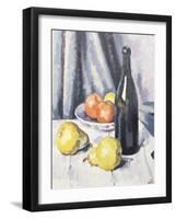 Apples, Pears and a Black Bottle on a Draped Table-Samuel John Peploe-Framed Giclee Print