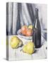 Apples, Pears and a Black Bottle on a Draped Table-Samuel John Peploe-Stretched Canvas