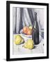 Apples, Pears and a Black Bottle on a Draped Table-Samuel John Peploe-Framed Giclee Print