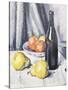 Apples, Pears and a Black Bottle on a Draped Table-Samuel John Peploe-Stretched Canvas