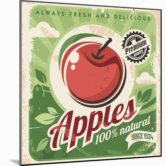 Apples Retro Poster-Lukeruk-Mounted Art Print