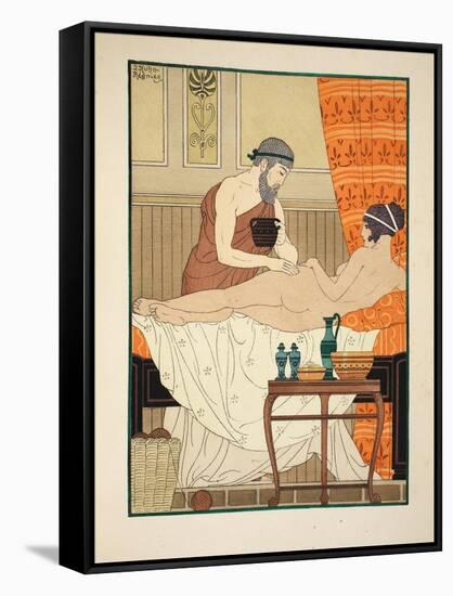 Application of White Egyptian Perfume to the Hip, Illustration from 'The Works of Hippocrates' 1934-Joseph Kuhn-Regnier-Framed Stretched Canvas