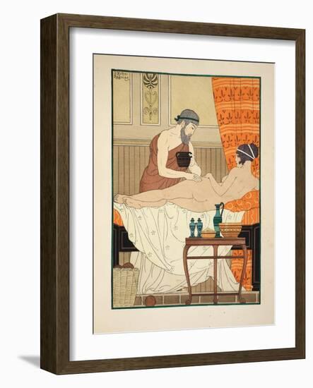 Application of White Egyptian Perfume to the Hip, Illustration from 'The Works of Hippocrates' 1934-Joseph Kuhn-Regnier-Framed Giclee Print