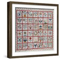 Appliqued Cotton Quilt Coverlet, Probably New York, Dated January 15th, 1859-null-Framed Giclee Print