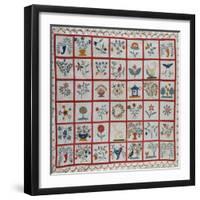 Appliqued Cotton Quilt Coverlet, Probably New York, Dated January 15th, 1859-null-Framed Giclee Print