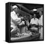 Apprentice Butcher Showing His Work to Competition Judges, Barnsley, South Yorkshire, 1963-Michael Walters-Framed Stretched Canvas