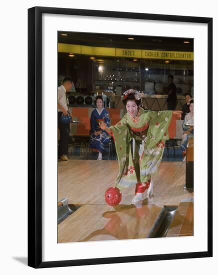 Apprentice Geisha Bowling-Larry Burrows-Framed Photographic Print