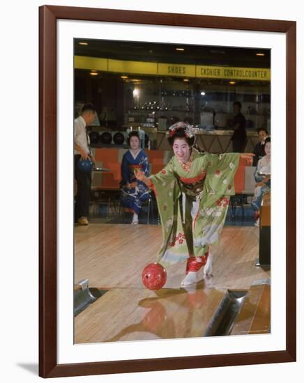 Apprentice Geisha Bowling-Larry Burrows-Framed Photographic Print