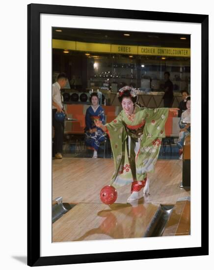 Apprentice Geisha Bowling-Larry Burrows-Framed Photographic Print