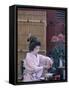 Apprentice Geisha (Maiko) Performing Tea Ceremony, Tokyo, Honshu, Japan-null-Framed Stretched Canvas