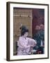 Apprentice Geisha (Maiko) Performing Tea Ceremony, Tokyo, Honshu, Japan-null-Framed Premium Photographic Print