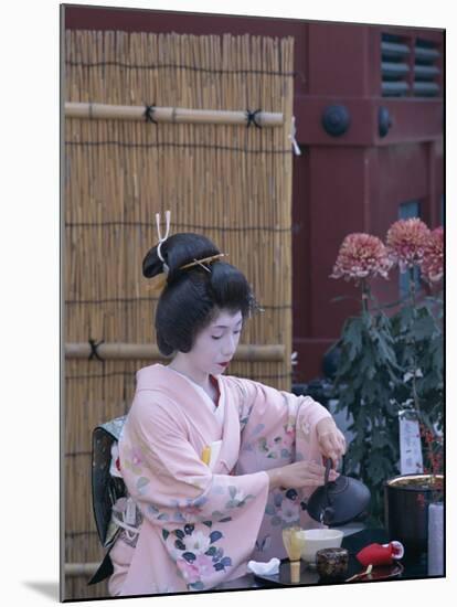 Apprentice Geisha (Maiko) Performing Tea Ceremony, Tokyo, Honshu, Japan-null-Mounted Premium Photographic Print