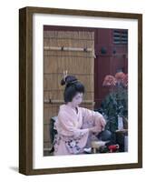 Apprentice Geisha (Maiko) Performing Tea Ceremony, Tokyo, Honshu, Japan-null-Framed Photographic Print