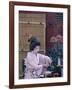 Apprentice Geisha (Maiko) Performing Tea Ceremony, Tokyo, Honshu, Japan-null-Framed Photographic Print