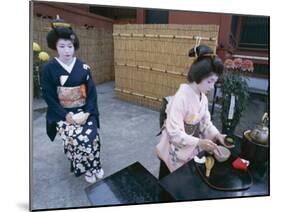 Apprentice Geisha (Maiko) Performing Tea Ceremony, Tokyo, Honshu, Japan-null-Mounted Photographic Print