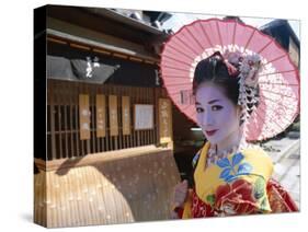 Apprentice Geisha (Maiko), Woman Dressed in Traditional Costume, Kimono, Kyoto, Honshu, Japan-null-Stretched Canvas