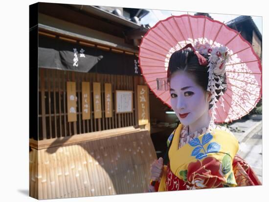 Apprentice Geisha (Maiko), Woman Dressed in Traditional Costume, Kimono, Kyoto, Honshu, Japan-null-Stretched Canvas