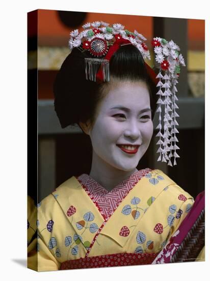 Apprentice Geisha (Maiko), Woman Dressed in Traditional Costume, Kimono, Kyoto, Honshu, Japan-null-Stretched Canvas