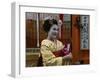 Apprentice Geisha (Maiko), Woman Dressed in Traditional Costume, Kimono, Kyoto, Honshu, Japan-null-Framed Photographic Print