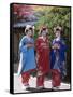 Apprentice Geisha (Maiko), Women Dressed in Traditional Costume, Kimono, Kyoto, Honshu, Japan-null-Framed Stretched Canvas