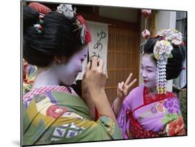 Apprentice Geisha (Maiko), Women Dressed in Traditional Costume, Kimono, Kyoto, Honshu, Japan-null-Mounted Premium Photographic Print