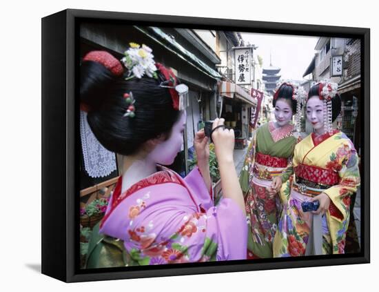 Apprentice Geisha (Maiko), Women Dressed in Traditional Costume, Kimono, Kyoto, Honshu, Japan-null-Framed Stretched Canvas