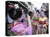 Apprentice Geisha (Maiko), Women Dressed in Traditional Costume, Kimono, Kyoto, Honshu, Japan-null-Stretched Canvas