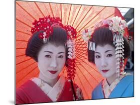 Apprentice Geisha (Maiko), Women Dressed in Traditional Costume, Kimono, Kyoto, Honshu, Japan-null-Mounted Photographic Print