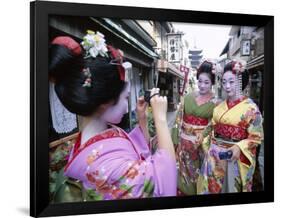 Apprentice Geisha (Maiko), Women Dressed in Traditional Costume, Kimono, Kyoto, Honshu, Japan-null-Framed Photographic Print