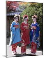 Apprentice Geisha (Maiko), Women Dressed in Traditional Costume, Kimono, Kyoto, Honshu, Japan-null-Mounted Photographic Print