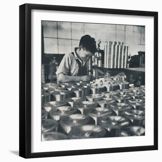 'Apprentice with microscope (testing the hardness of pistons)', 1941-Cecil Beaton-Framed Photographic Print